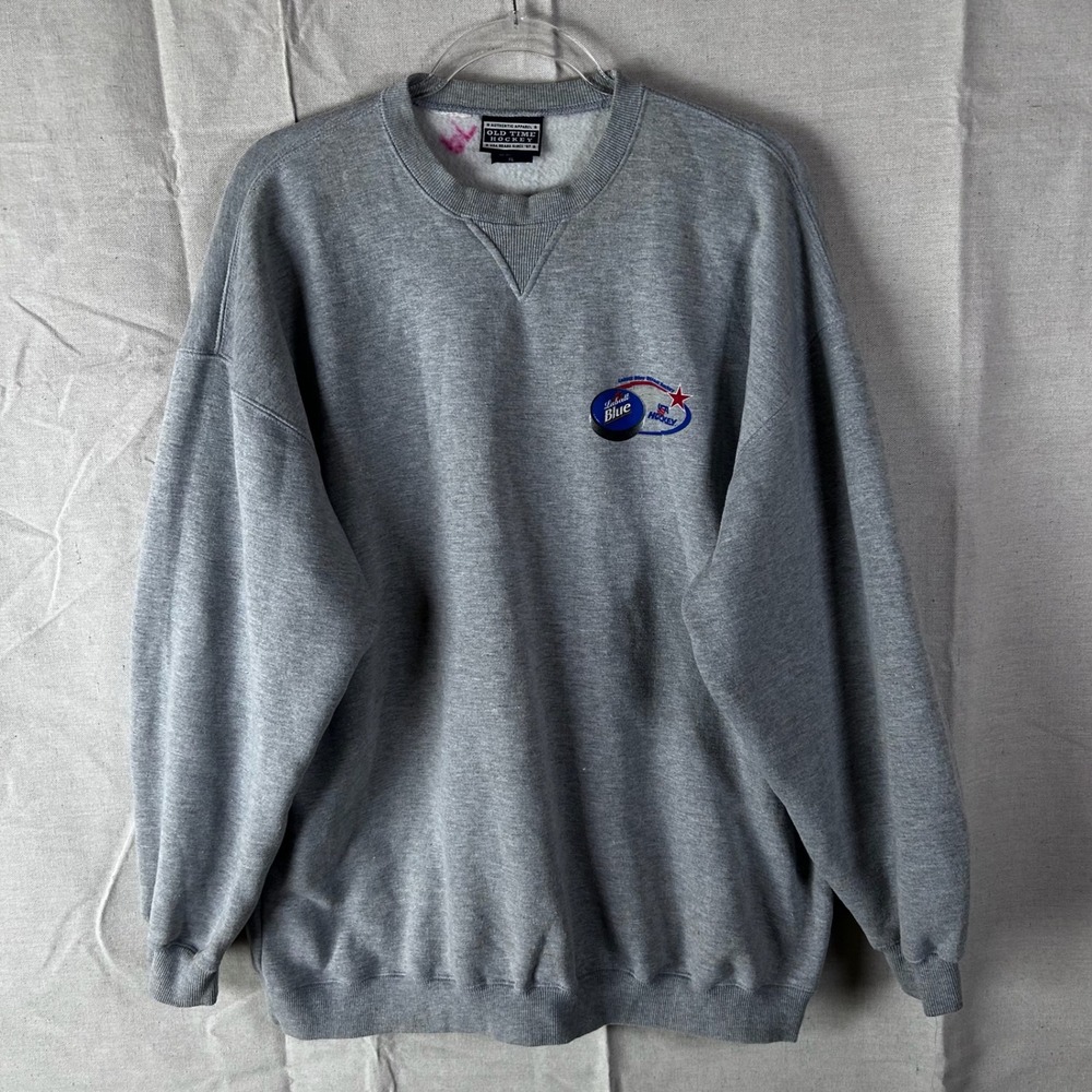 Old Time Hockey Labatt Blue USA Adult Hockey Classics Sweatshirt‎ Mens XL Gray